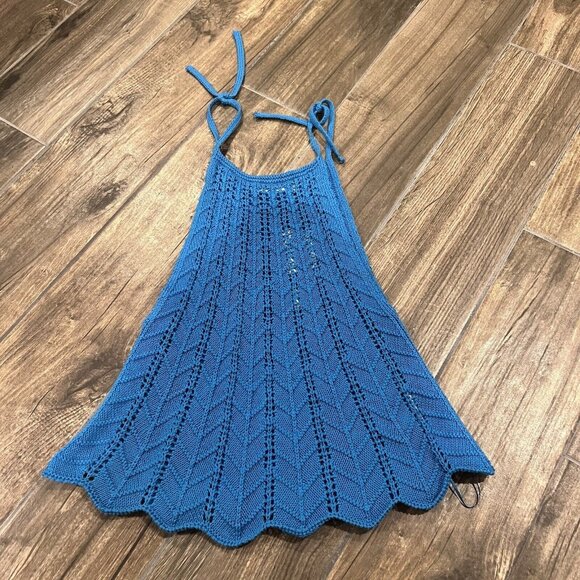 Zara Tops - Zara Blue Knit Tie Strap Size Medium ￼tank Top NWT